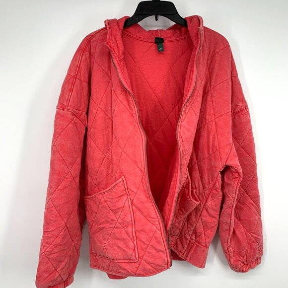 Wild Fable Jacket Pink Quilted Full Front Zip Hooded - Picture 3 of 13